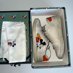 Gucci Disney Women's Sneakers with Mickey Mouse Design - White and Orange
